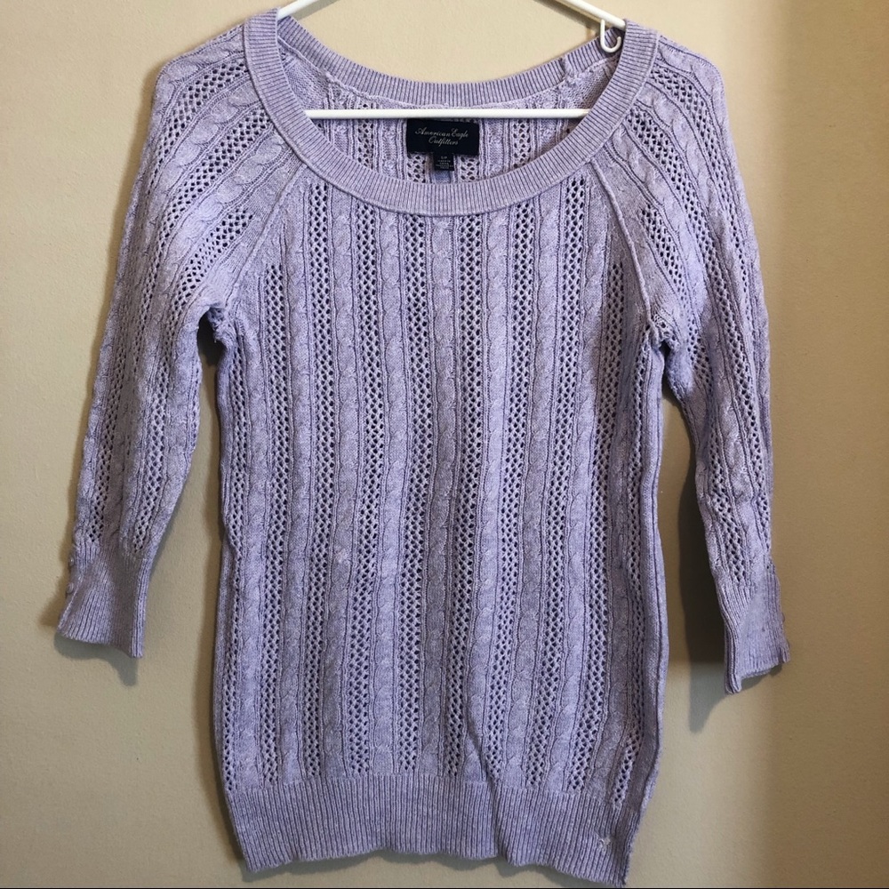 American Eagle Purple Cable Knit Sweater Small
